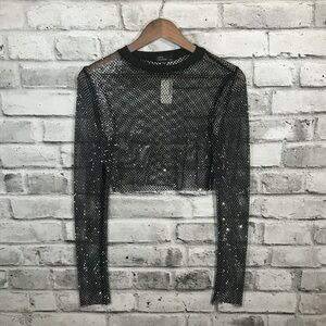 Hot and Delicious Long Sleeve Cropped Mesh Top